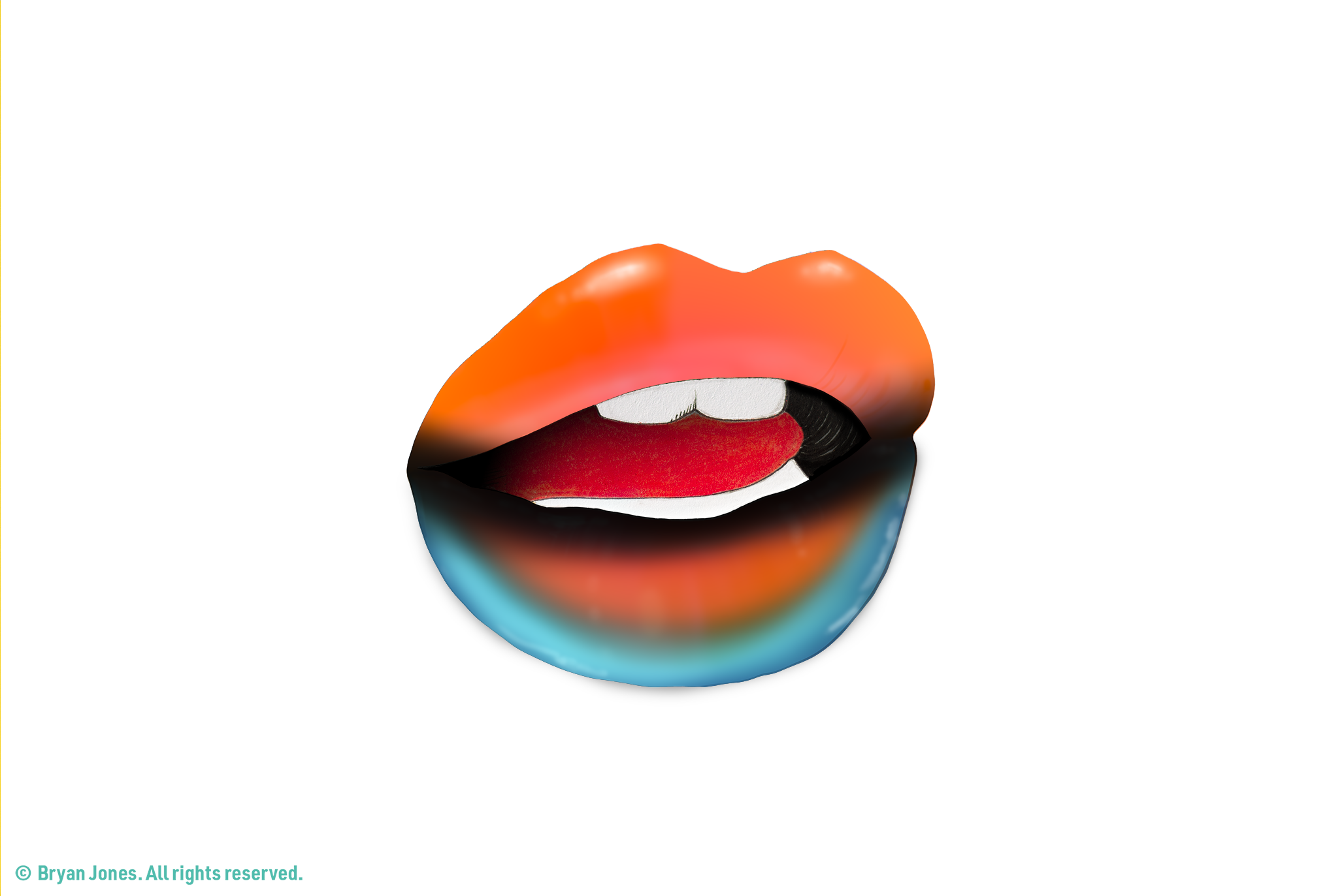 Graphic of Human lips with themed visual representations